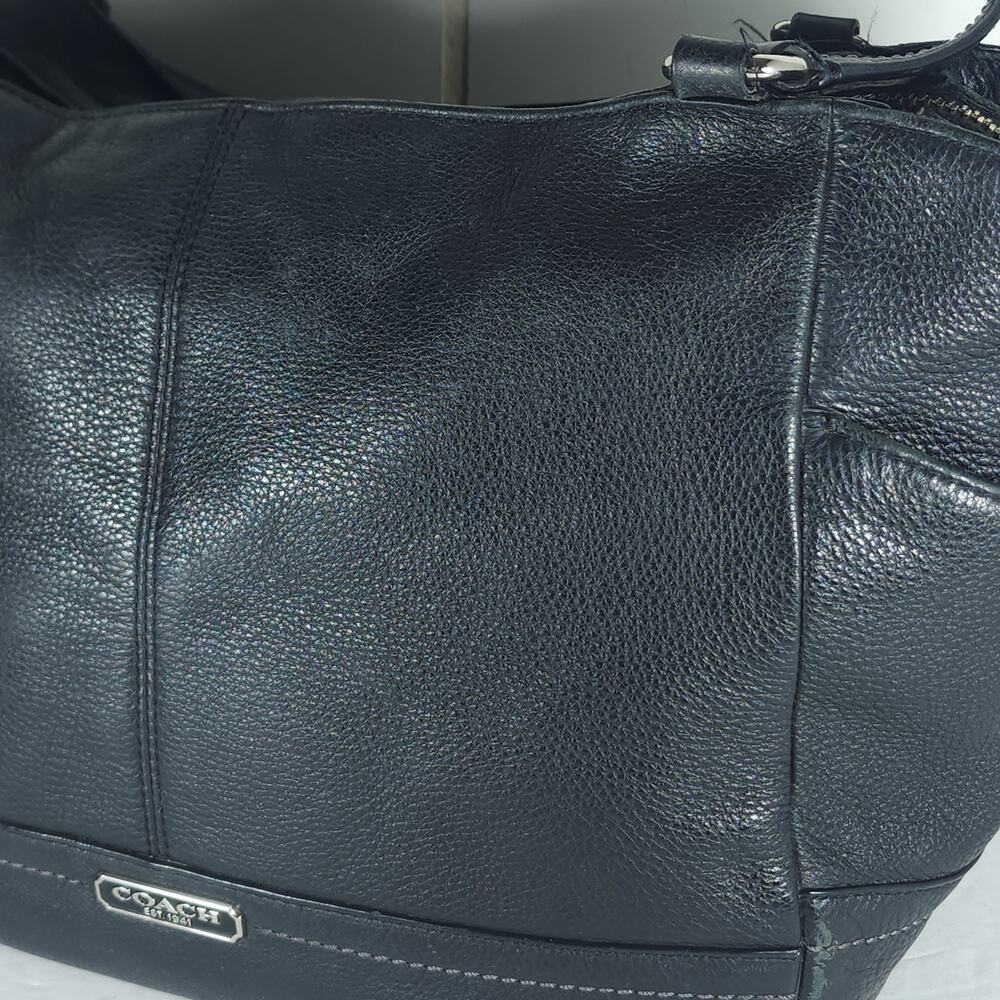 Coach Park Carrie 23284 Black Pebbled Leather Carryall Tote Shoulder Bag - Picture 14 of 16